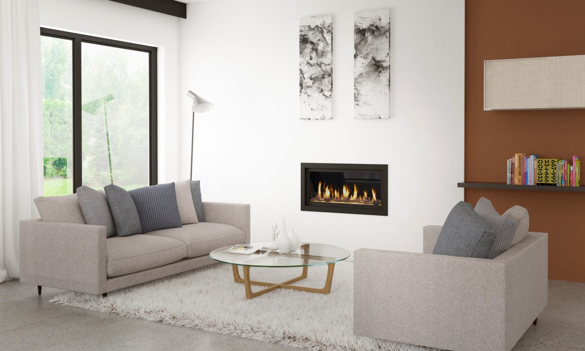 Living room with Linear Gas Fireplaces - Lopi Fireplaces Australia