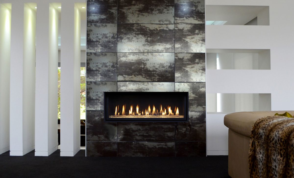 Gas Fireplace beside Siteline Windows - Lopi Fireplaces Australia