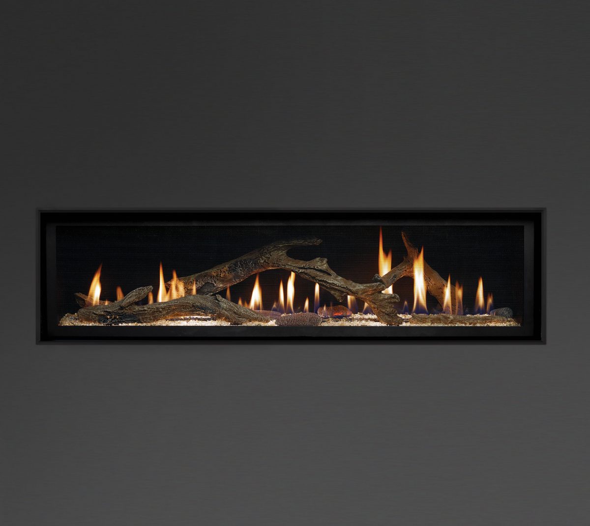 Lopi Gas Inbuilt Fireplaces below flat television - Lopi Fireplaces Australia