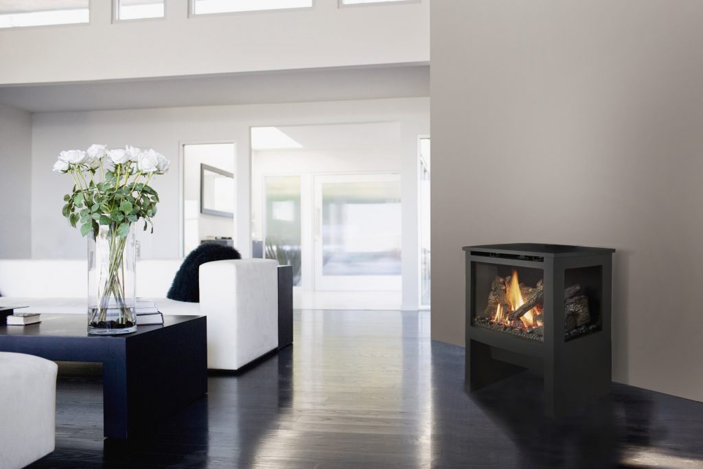 A Freestanding Gas Fireplace That Looks, Gas Fireplace Room Heater
