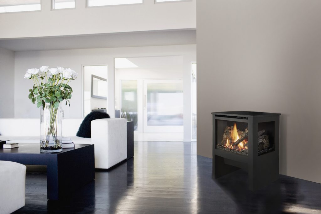 A FREESTANDING GAS FIREPLACE THAT LOOKS & HEATS LIKE A WOOD HEATER!