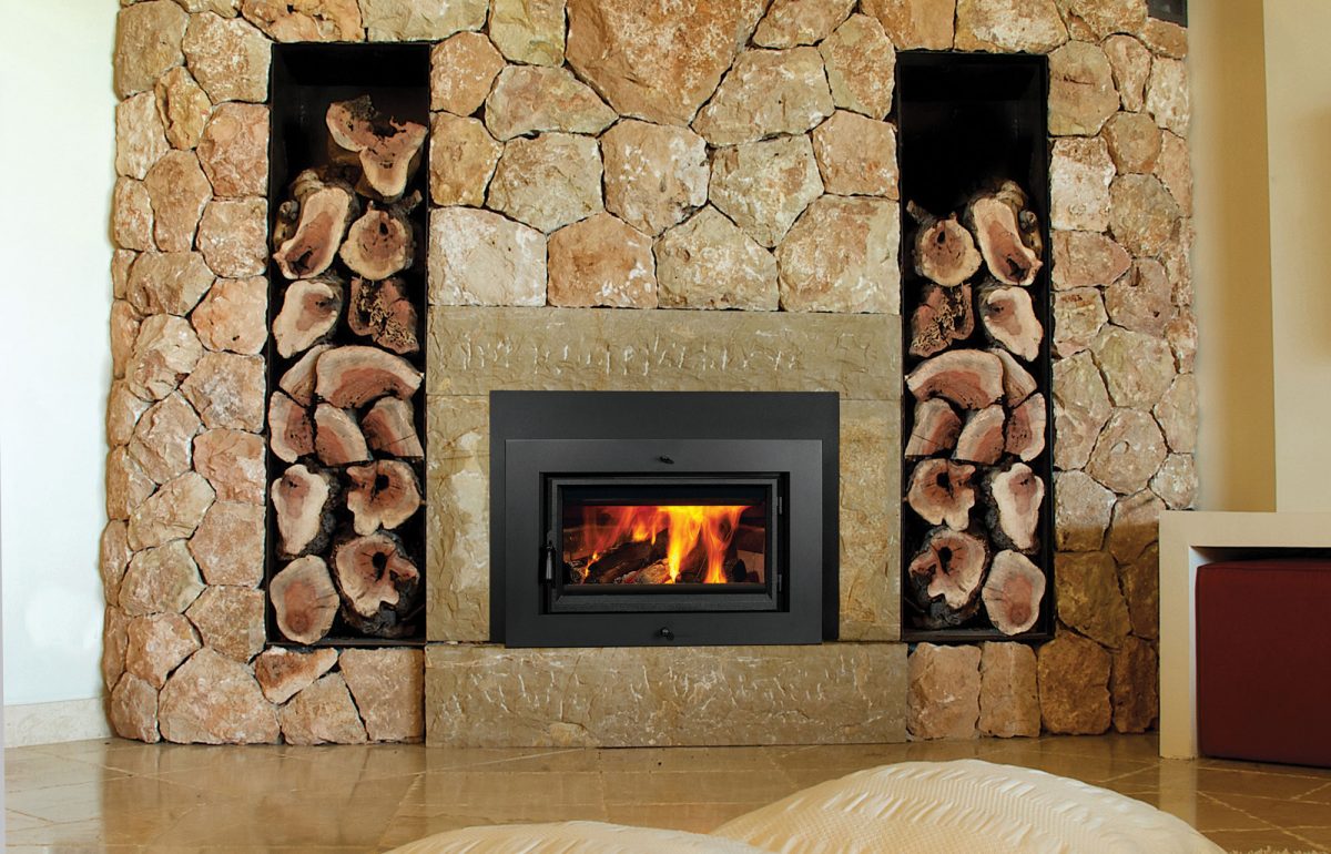 Lopi Flush Wood Large Stone Wall Fireplace - Lopi Fireplaces Australia