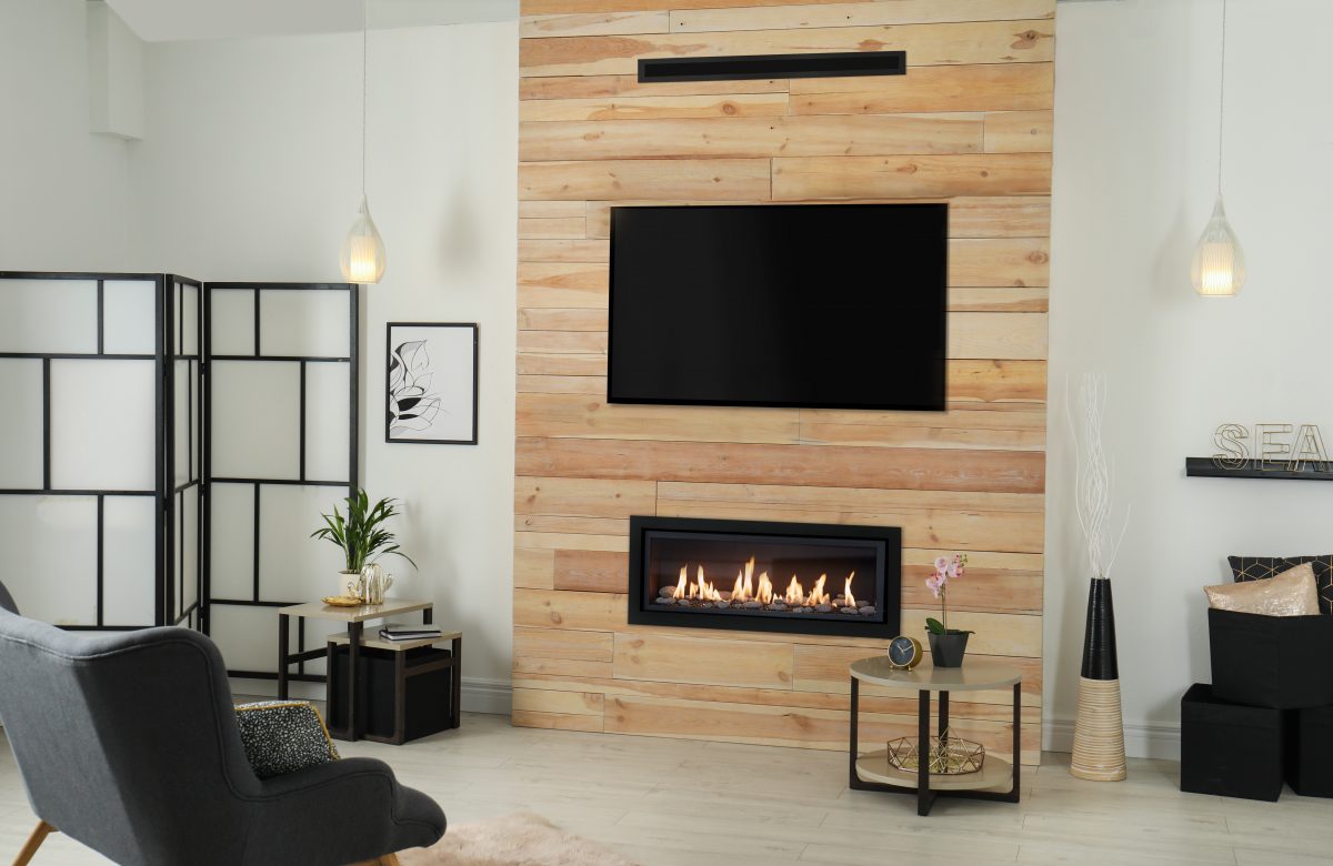 Gas fireplaces installed in wood wall - Lopi Fireplaces Australia
