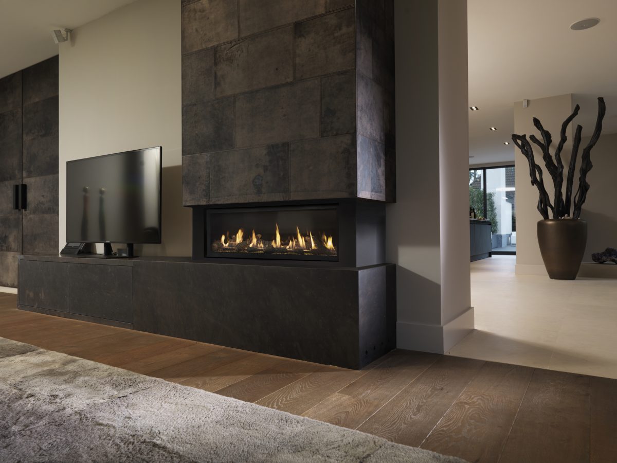 Wood fireplaces in black modern house - Lopi Fireplaces Australia