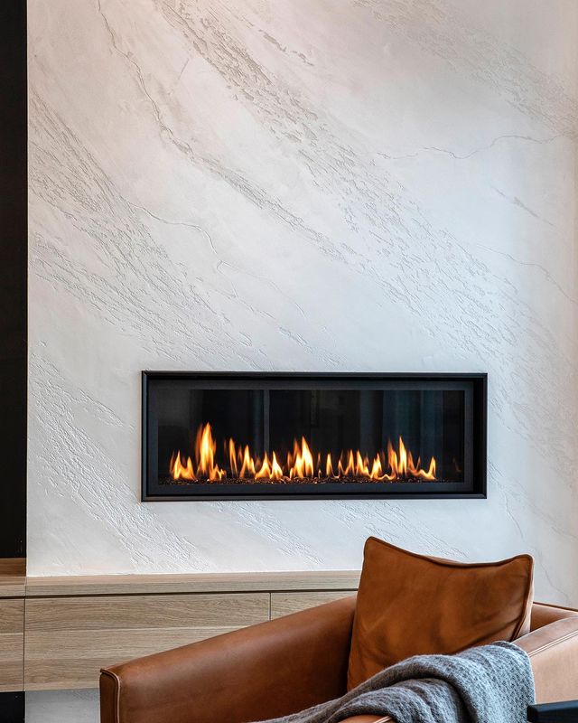 Lopi Linear Fireplaces in Textured Wall - Lopi Fireplaces Australia