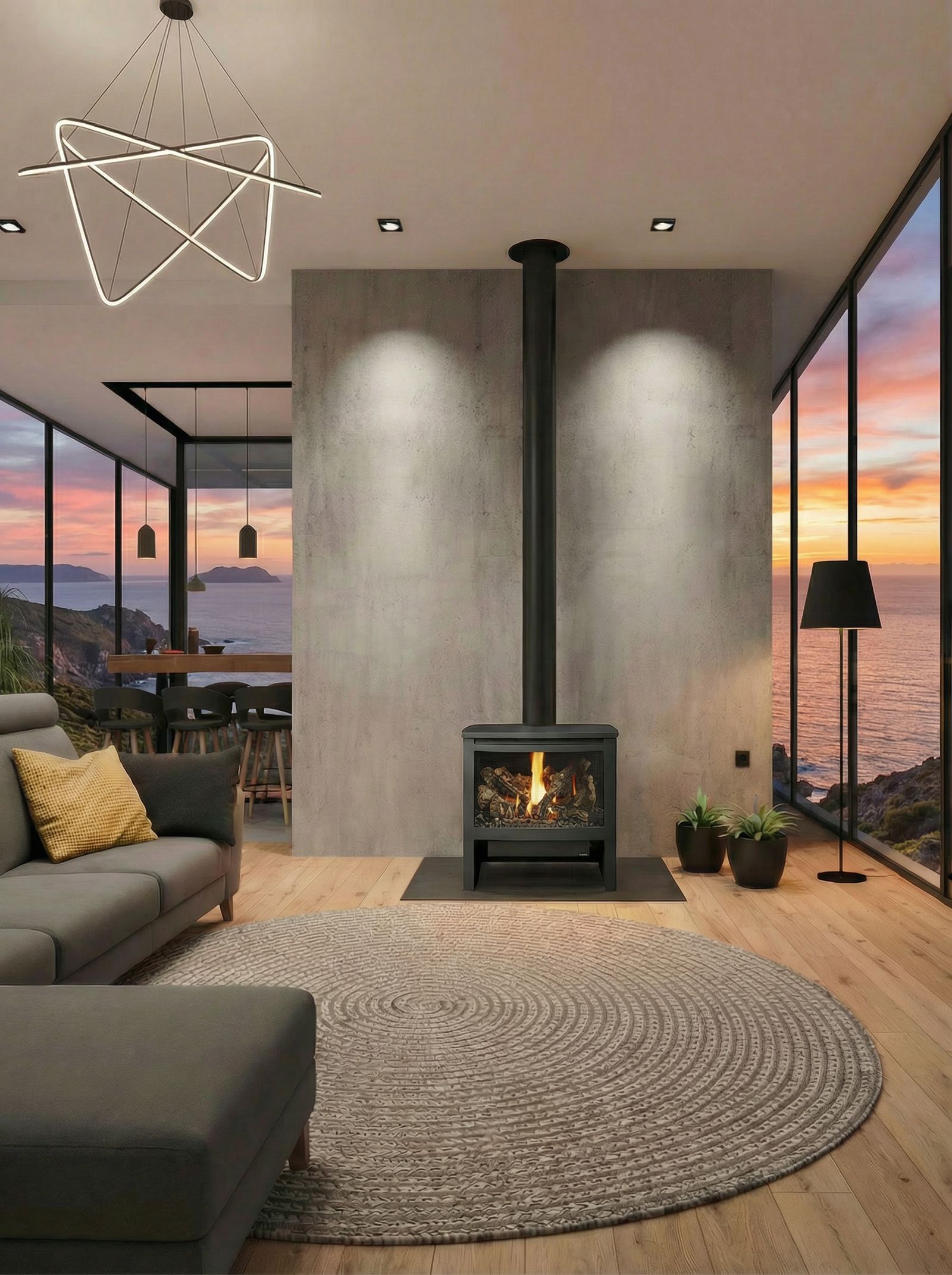 The Freestanding Gas Fireplace: All the Style, Without the Wood